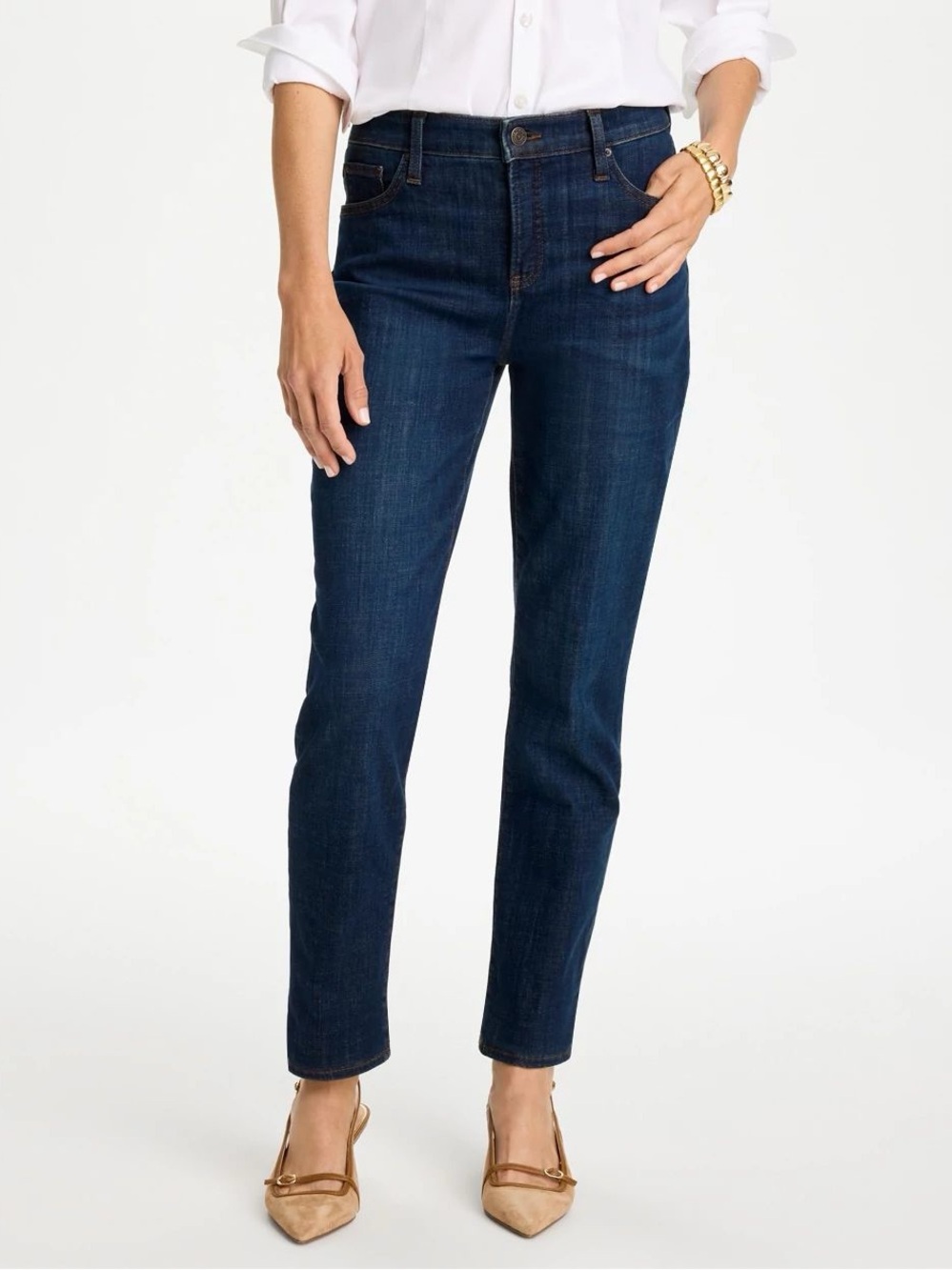 Chico’s So Slimming Girlfriend Ankle Jeans Dark Wash Size 3 (16) Stretch Denim - Picture 3 of 9